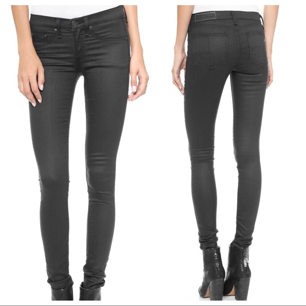 Rag and Bone Wax Coated Black Jeans